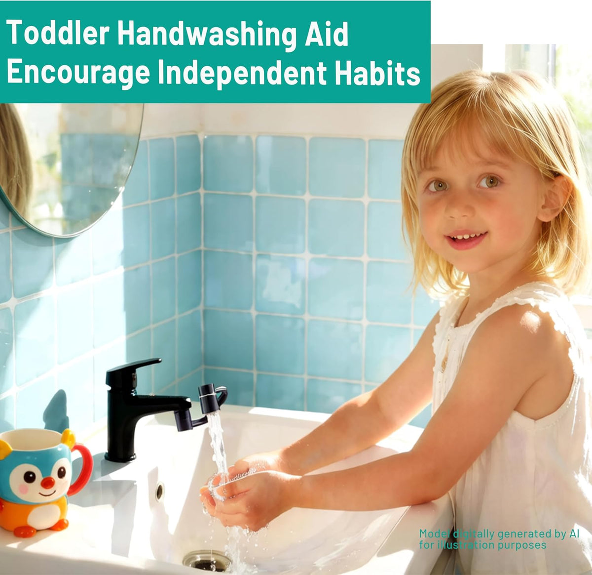 Faucet Extender for Toddlers,1080° Swivel 2-Spray Sink Aerator (Black)