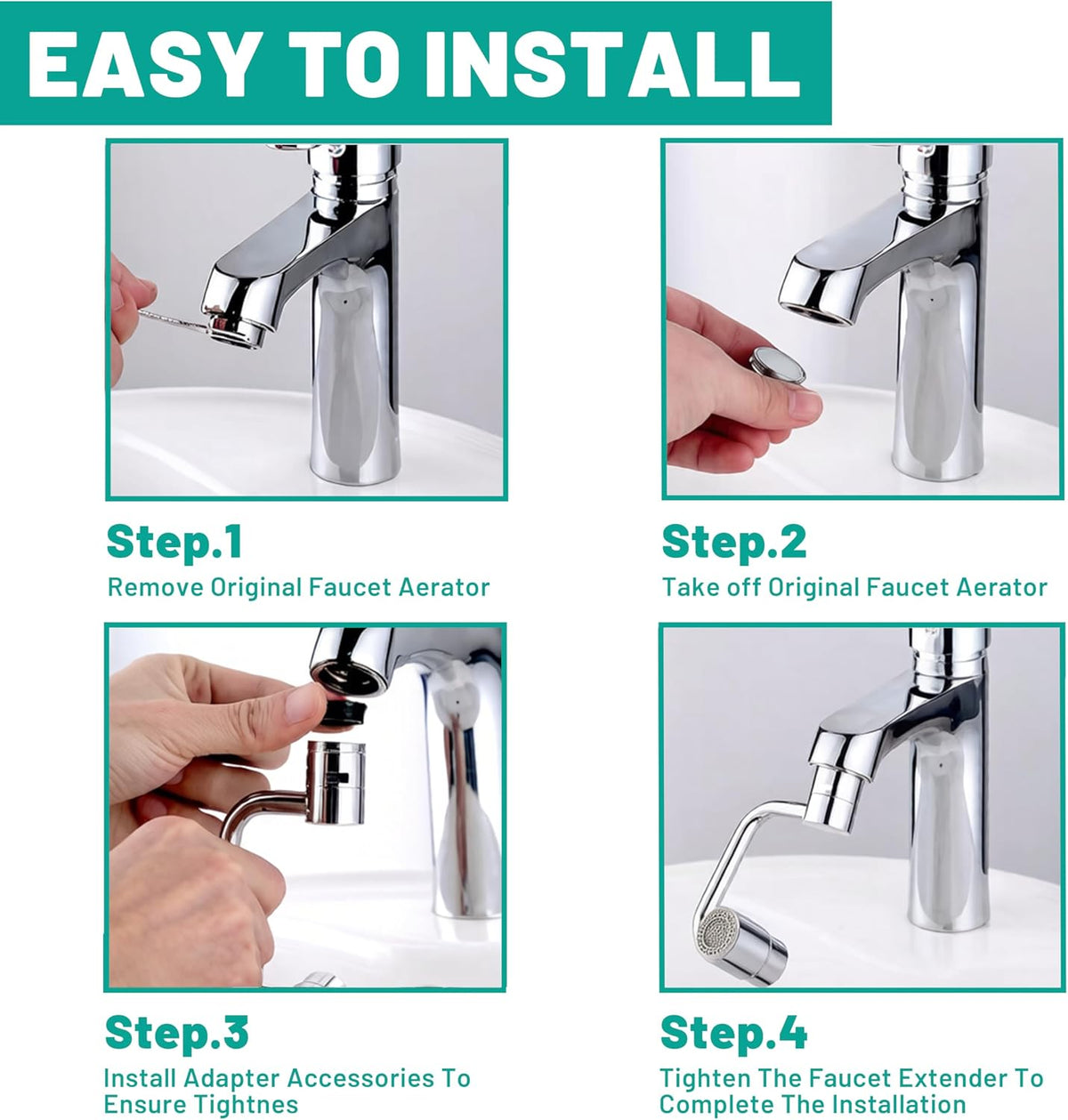 Faucet Extender for Toddlers,1080° Swivel 2-Spray Sink Aerator (Black)